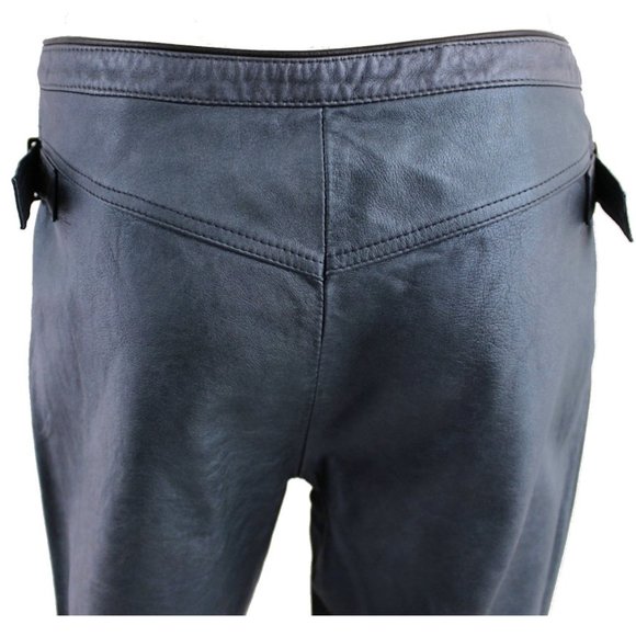 Vintage CALLAGHAN Steel Blue Leather Straight Leg Pants - Picture 6 of 12